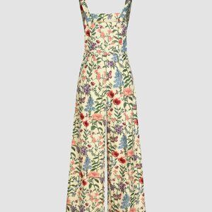 🆕➕️ CIDER Floral Lightweight Corduroy Button Wide Leg Jumpsuit CREAM 0XL $59